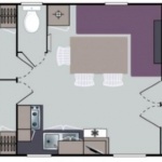 Exemple implantation mobil-home Confort 3 Chambres - Camping Hérault bord de mer