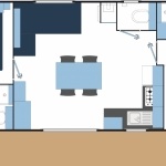 Exemple implantation - mobil-home Privilège 2 Chambres 4 personnes Hérault bord de mer